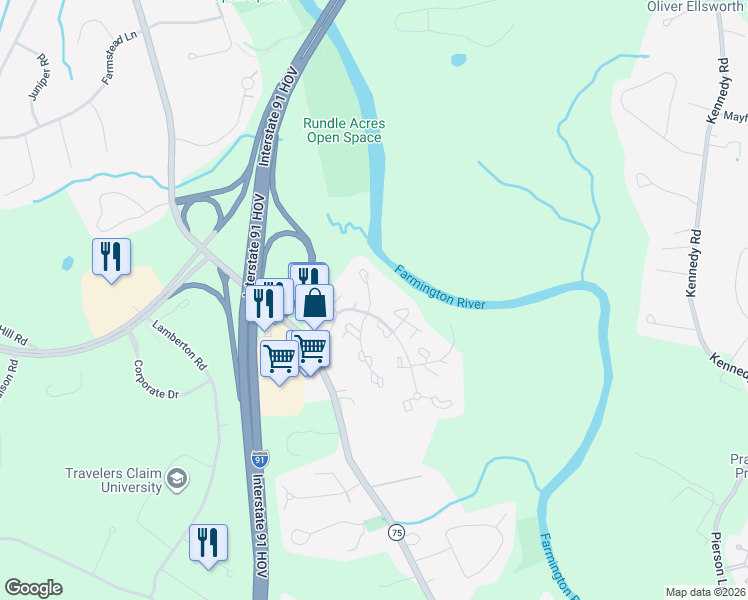 map of restaurants, bars, coffee shops, grocery stores, and more near 356 Phaeton Street in Windsor