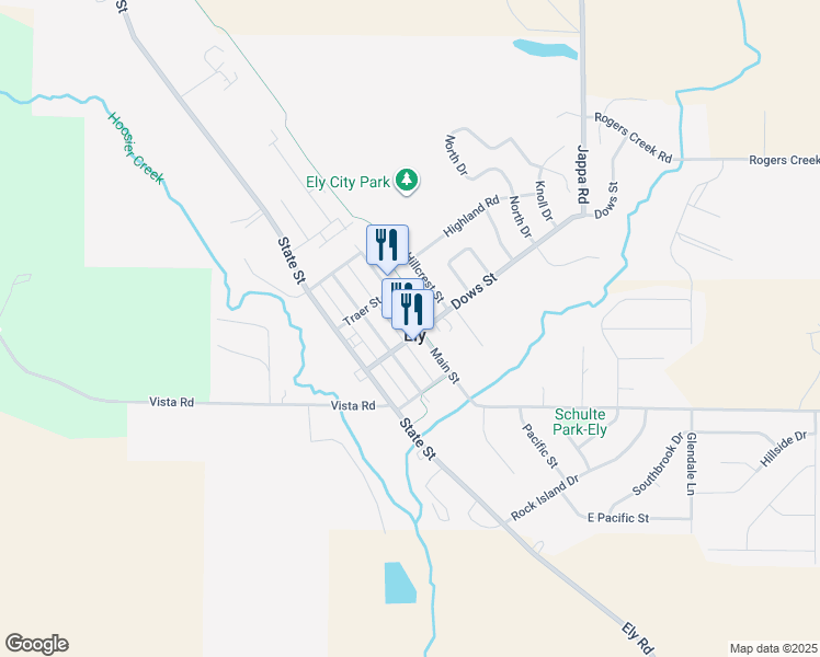 map of restaurants, bars, coffee shops, grocery stores, and more near in Ely