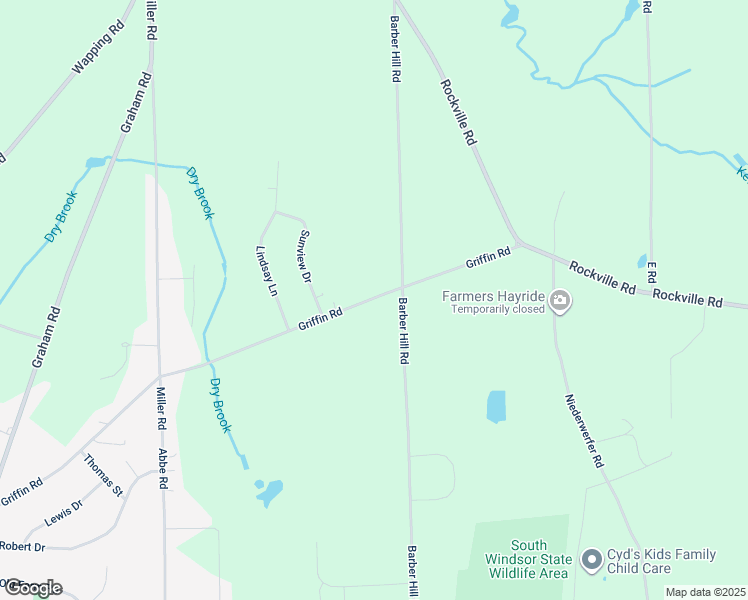 map of restaurants, bars, coffee shops, grocery stores, and more near 32 Griffin Road in East Windsor