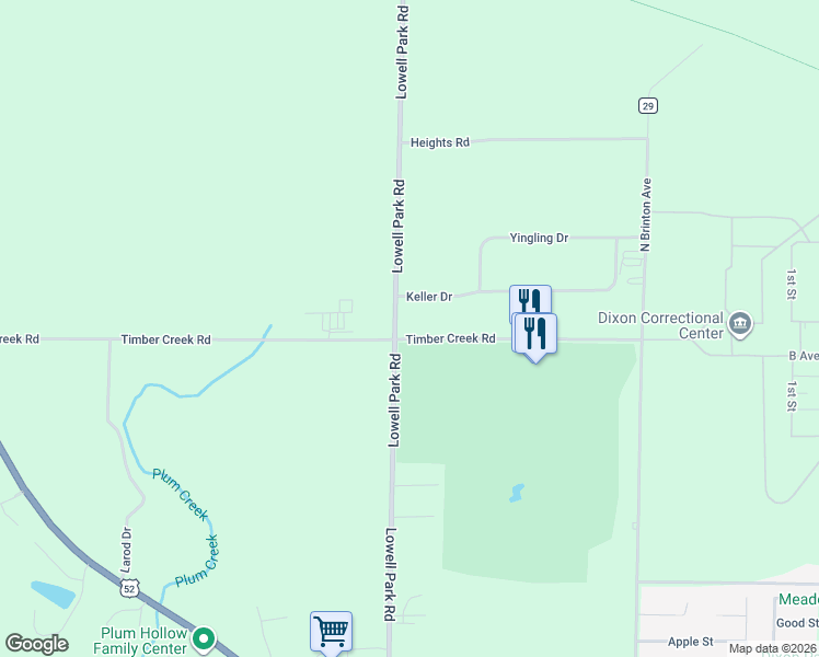 map of restaurants, bars, coffee shops, grocery stores, and more near 2002 Lowell Park Road in Dixon
