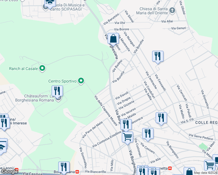 map of restaurants, bars, coffee shops, grocery stores, and more near 4 Via Balestrate in Roma