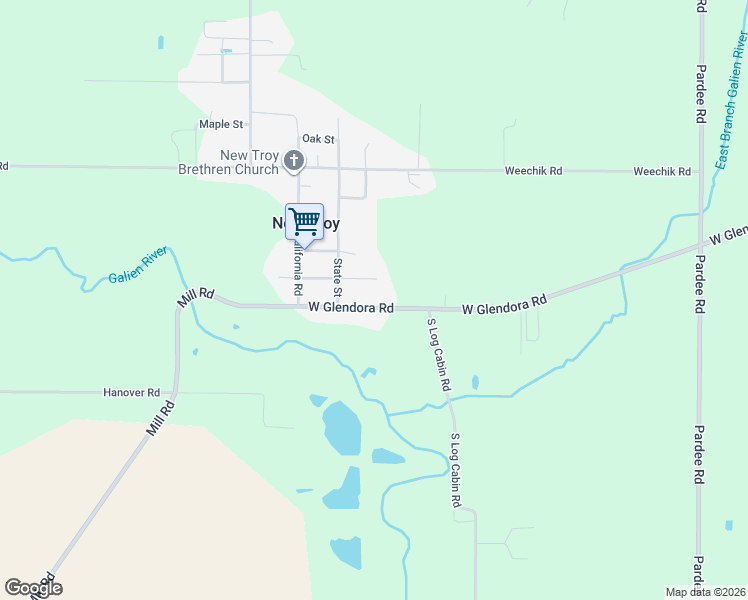 map of restaurants, bars, coffee shops, grocery stores, and more near 3779 West Glendora Road in Sawyer