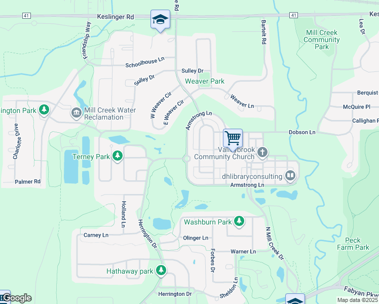 map of restaurants, bars, coffee shops, grocery stores, and more near 39W442 Herrington Boulevard in Geneva