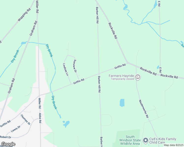 map of restaurants, bars, coffee shops, grocery stores, and more near 32 Griffin Road in East Windsor