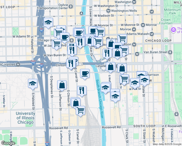 map of restaurants, bars, coffee shops, grocery stores, and more near in Chicago