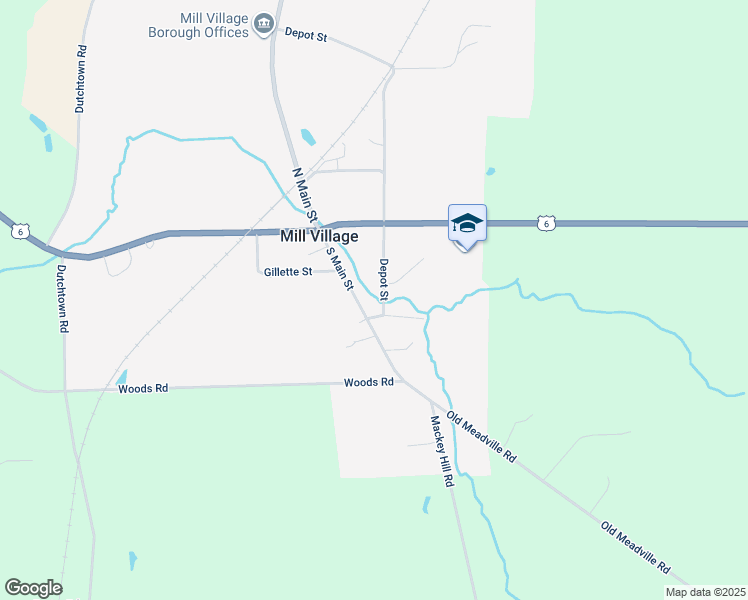 map of restaurants, bars, coffee shops, grocery stores, and more near in Mill Village