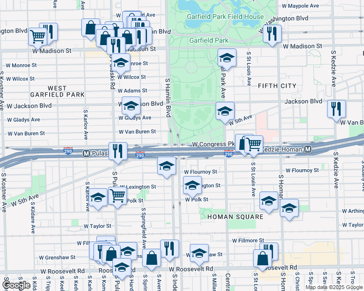 map of restaurants, bars, coffee shops, grocery stores, and more near in Chicago