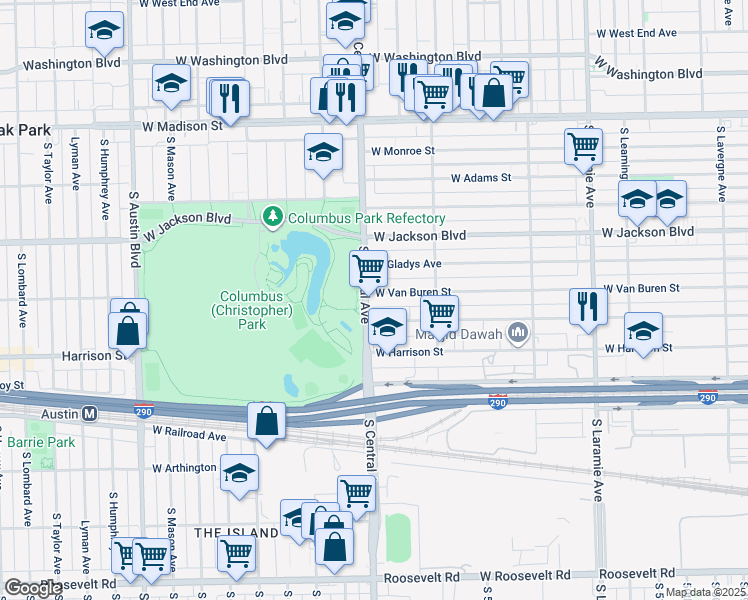 map of restaurants, bars, coffee shops, grocery stores, and more near in Chicago