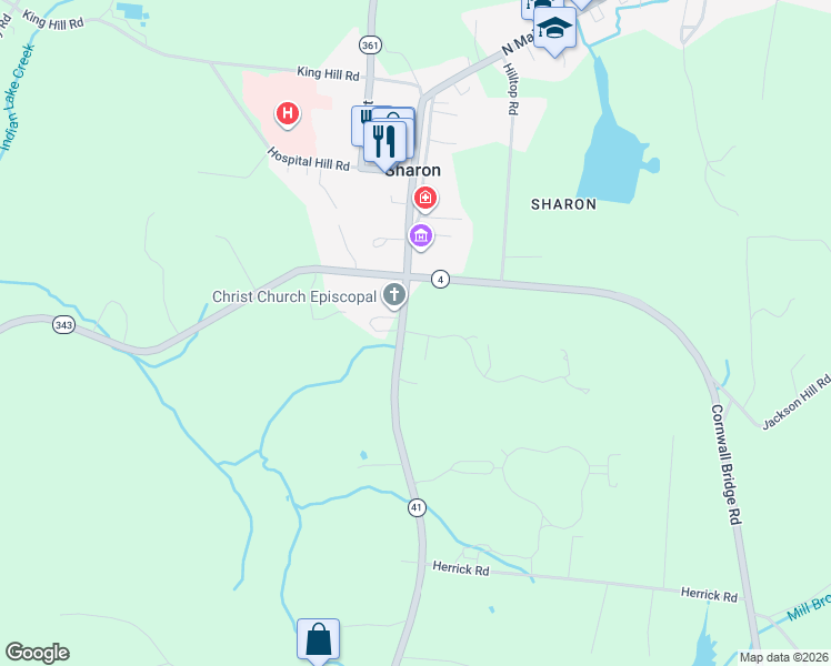 map of restaurants, bars, coffee shops, grocery stores, and more near 5 Great Elm Rd in Sharon