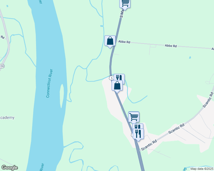 map of restaurants, bars, coffee shops, grocery stores, and more near 254 South Main Street in East Windsor