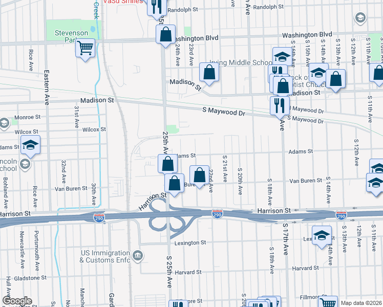 map of restaurants, bars, coffee shops, grocery stores, and more near 926 23rd Avenue in Bellwood