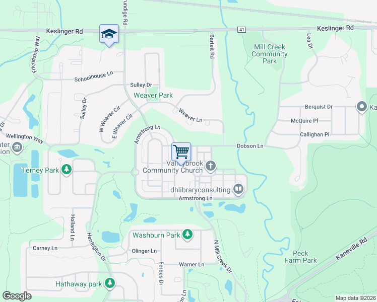 map of restaurants, bars, coffee shops, grocery stores, and more near N482 Taylor Drive in Geneva