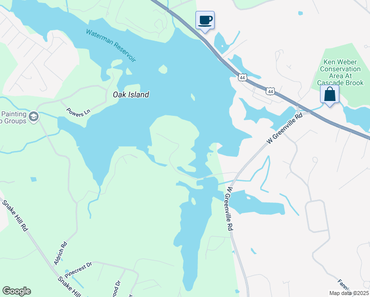 map of restaurants, bars, coffee shops, grocery stores, and more near 85 Pine Ledge Road in Glocester