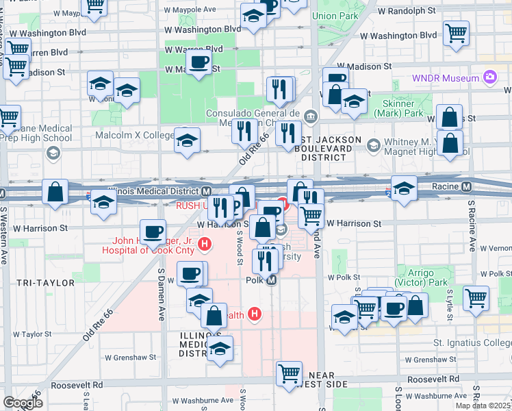 map of restaurants, bars, coffee shops, grocery stores, and more near 416 South Hermitage Avenue in Chicago
