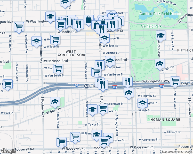 map of restaurants, bars, coffee shops, grocery stores, and more near in Chicago