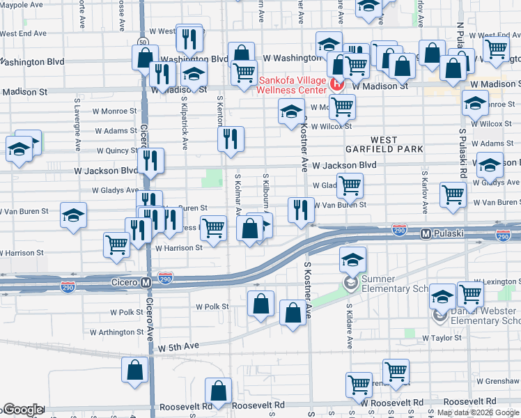 map of restaurants, bars, coffee shops, grocery stores, and more near in Chicago
