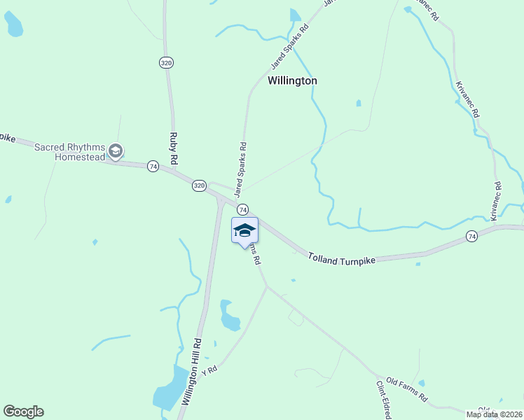 map of restaurants, bars, coffee shops, grocery stores, and more near 18 Common Road in Willington