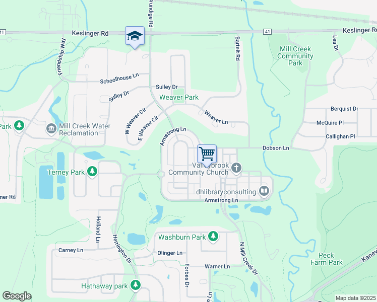 map of restaurants, bars, coffee shops, grocery stores, and more near N518 Armstrong Lane in Geneva