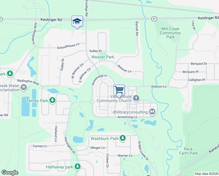 map of restaurants, bars, coffee shops, grocery stores, and more near N518 Armstrong Lane in Geneva