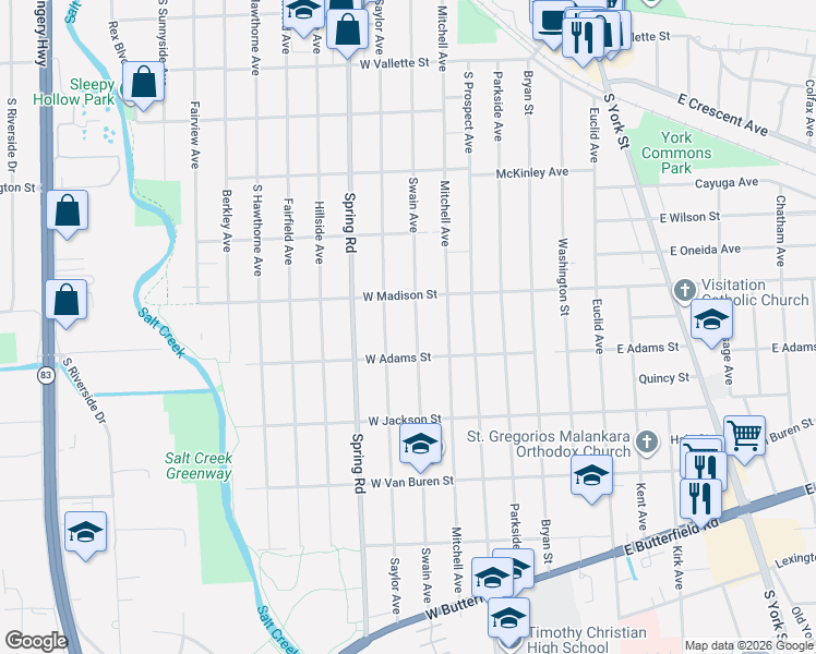 map of restaurants, bars, coffee shops, grocery stores, and more near 787 Saylor Avenue in Elmhurst