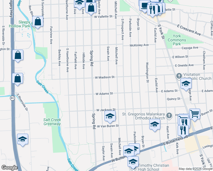map of restaurants, bars, coffee shops, grocery stores, and more near 787 Saylor Avenue in Elmhurst
