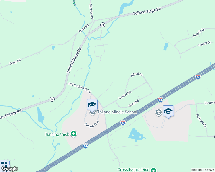 map of restaurants, bars, coffee shops, grocery stores, and more near 27 Birchwood Drive in Tolland