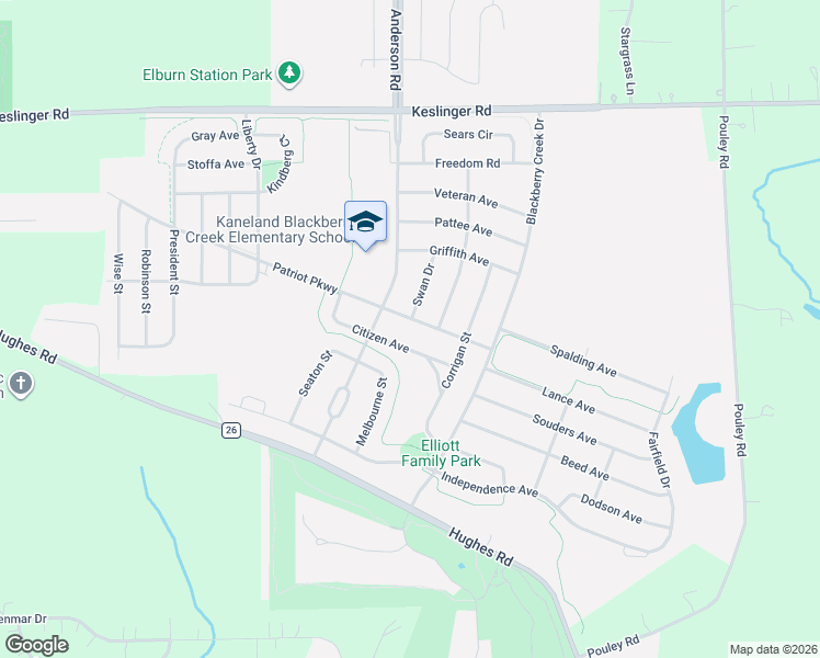 map of restaurants, bars, coffee shops, grocery stores, and more near 1199 Swan Drive in Elburn