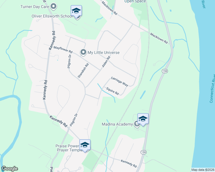 map of restaurants, bars, coffee shops, grocery stores, and more near 4 Squire Road in Windsor