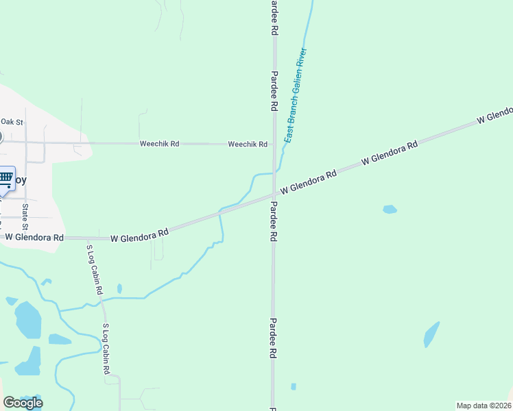 map of restaurants, bars, coffee shops, grocery stores, and more near 3316 Glendora Road in Three Oaks