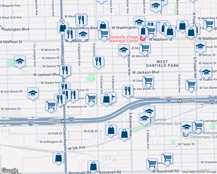 map of restaurants, bars, coffee shops, grocery stores, and more near in Chicago
