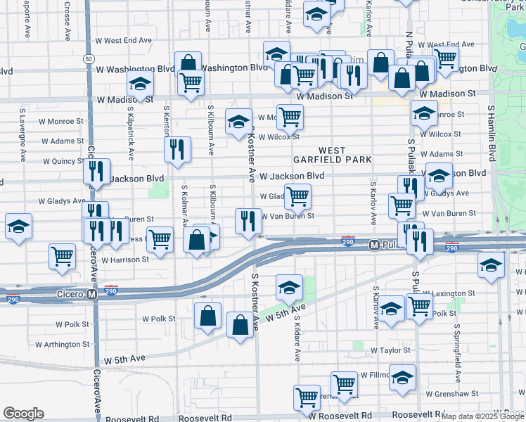 map of restaurants, bars, coffee shops, grocery stores, and more near in Chicago