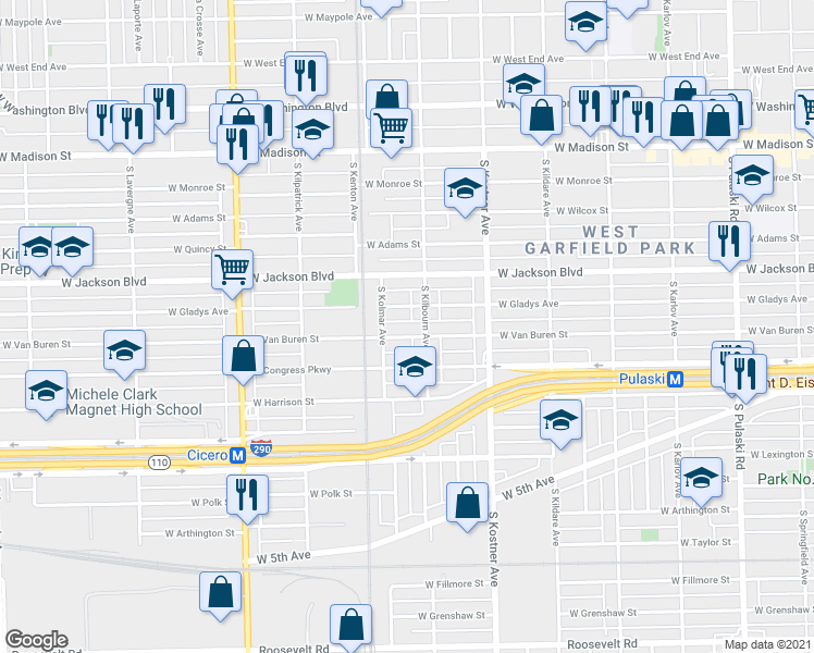 map of restaurants, bars, coffee shops, grocery stores, and more near in Chicago