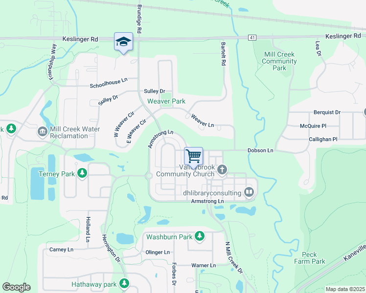 map of restaurants, bars, coffee shops, grocery stores, and more near N518 Armstrong Lane in Geneva