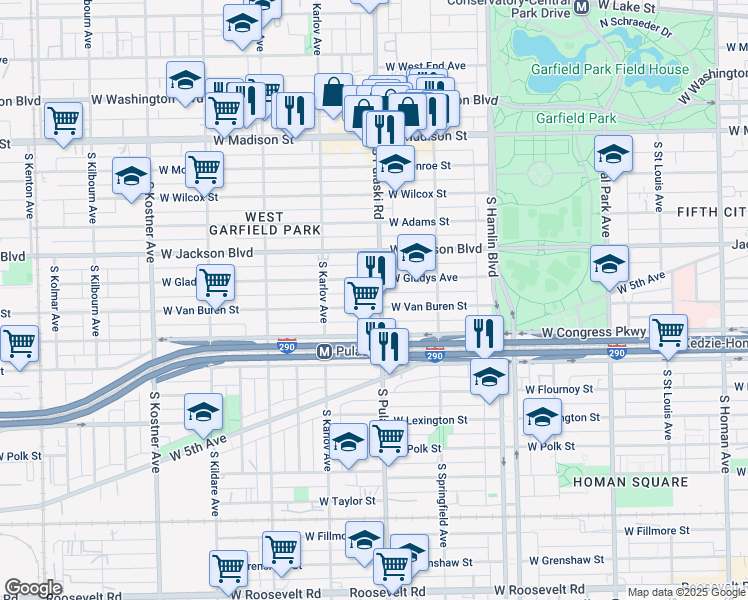 map of restaurants, bars, coffee shops, grocery stores, and more near in Chicago