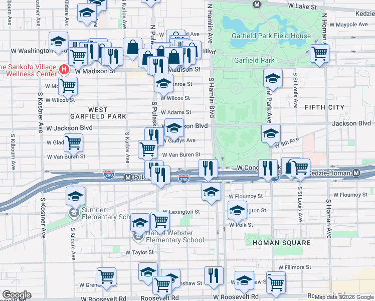 map of restaurants, bars, coffee shops, grocery stores, and more near in Chicago