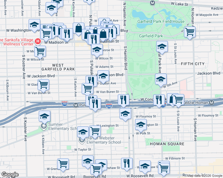 map of restaurants, bars, coffee shops, grocery stores, and more near in Chicago