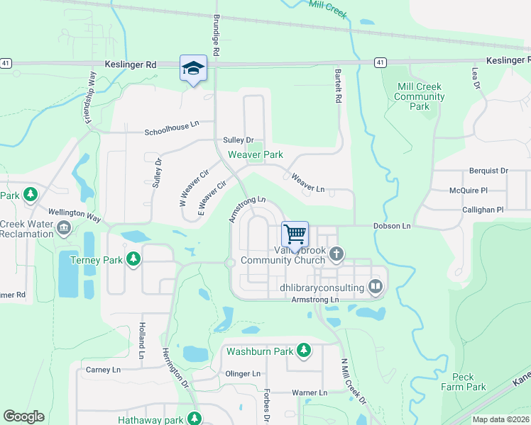 map of restaurants, bars, coffee shops, grocery stores, and more near N518 Armstrong Lane in Geneva