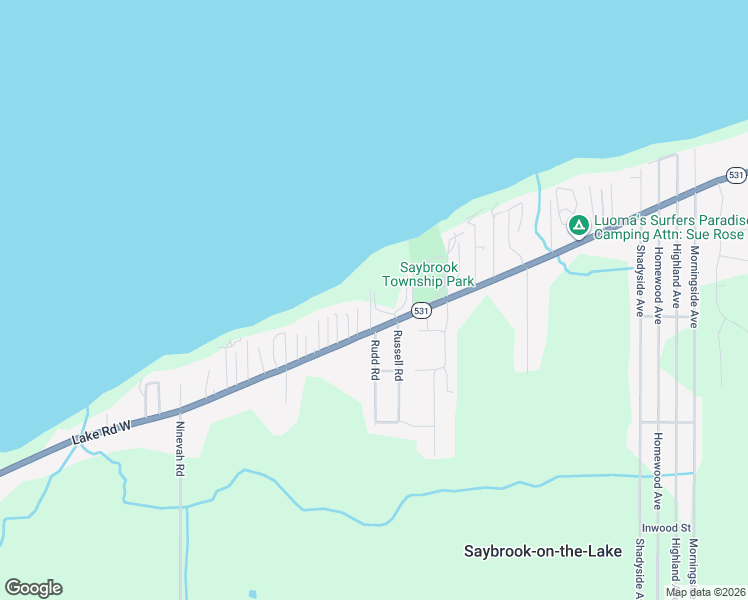 map of restaurants, bars, coffee shops, grocery stores, and more near 6107 Lake Road West in Ashtabula