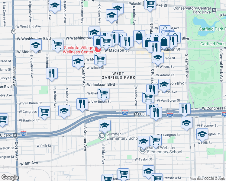 map of restaurants, bars, coffee shops, grocery stores, and more near in Chicago