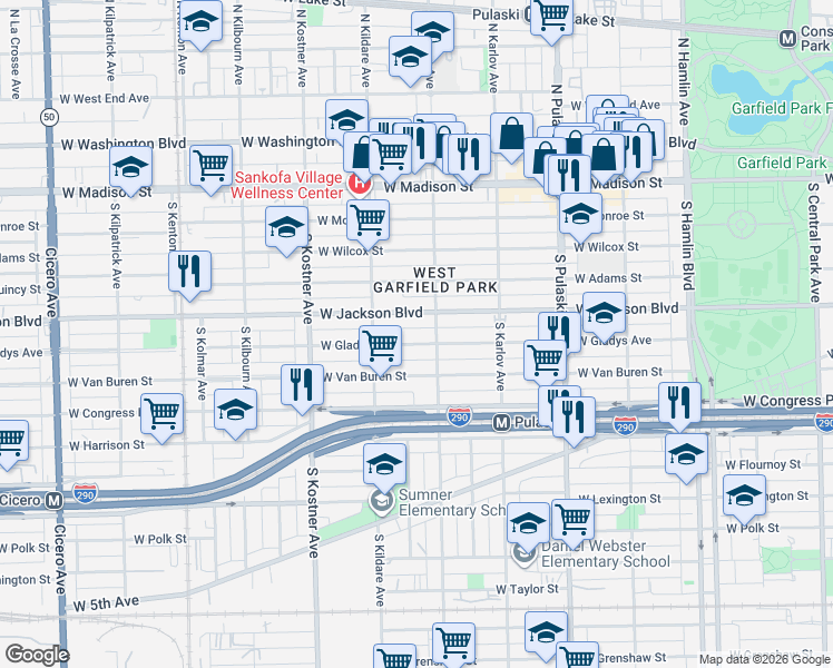 map of restaurants, bars, coffee shops, grocery stores, and more near in Chicago