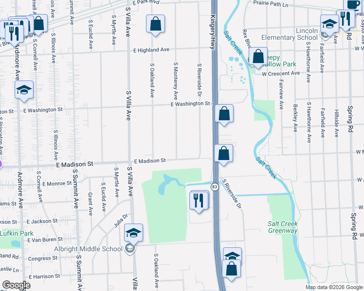 map of restaurants, bars, coffee shops, grocery stores, and more near 707 South Monterey Avenue in Villa Park