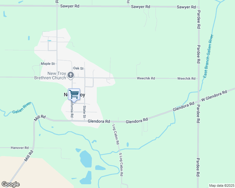 map of restaurants, bars, coffee shops, grocery stores, and more near in New Troy