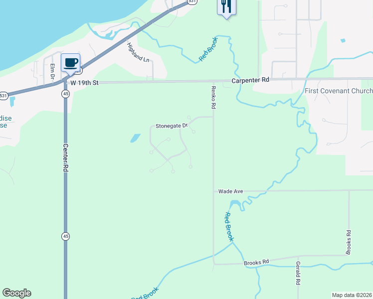 map of restaurants, bars, coffee shops, grocery stores, and more near 4430 Rutledge Avenue in Ashtabula