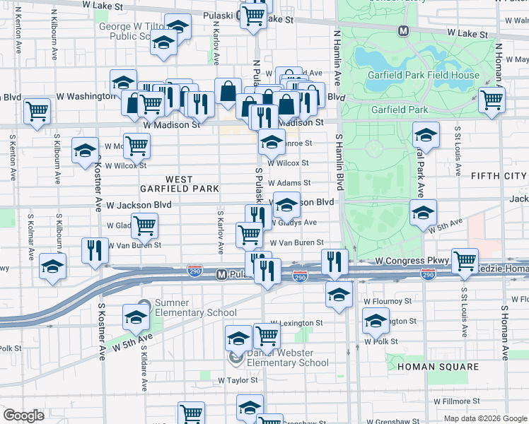 map of restaurants, bars, coffee shops, grocery stores, and more near in Chicago