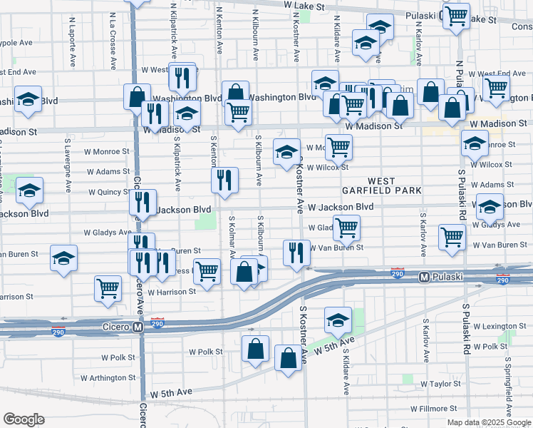 map of restaurants, bars, coffee shops, grocery stores, and more near None in Chicago