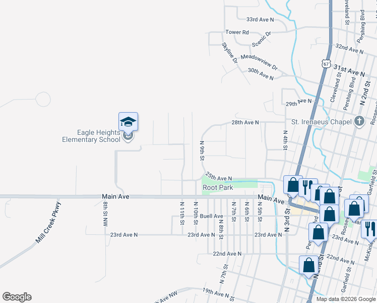 map of restaurants, bars, coffee shops, grocery stores, and more near 27th Ave N in Clinton
