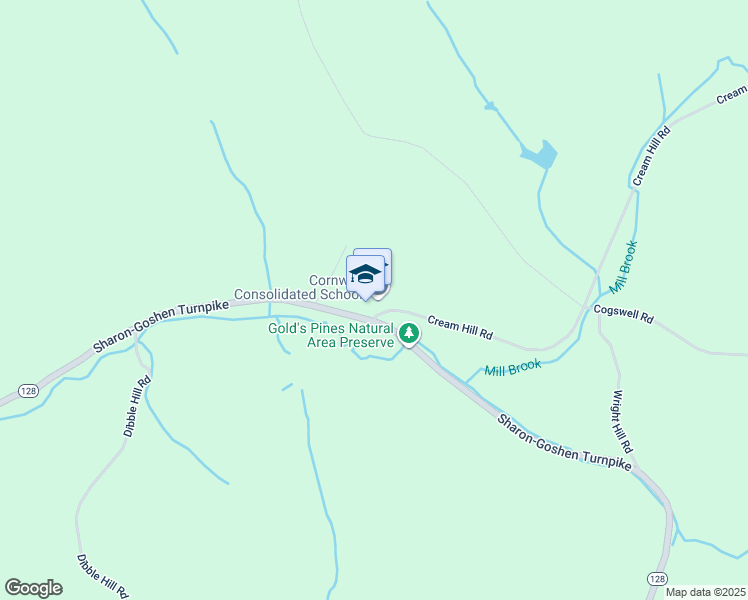 map of restaurants, bars, coffee shops, grocery stores, and more near 5 Cream Hill Road in Cornwall