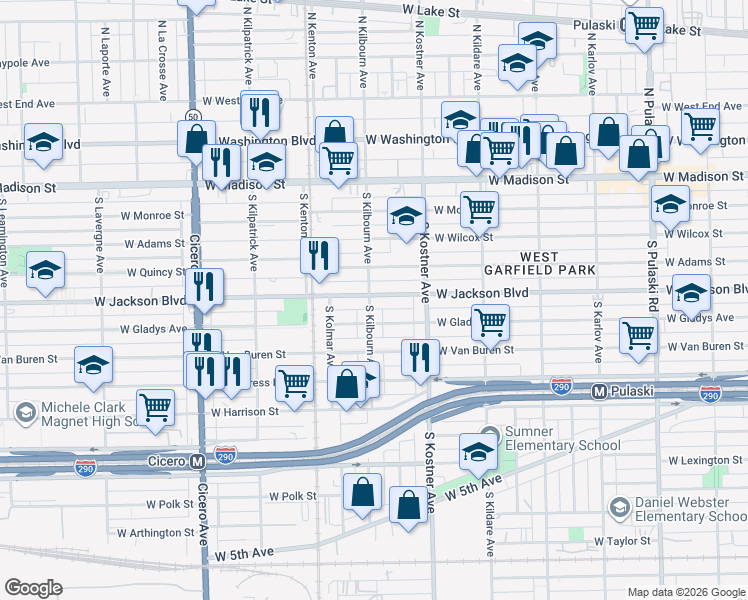 map of restaurants, bars, coffee shops, grocery stores, and more near in Chicago
