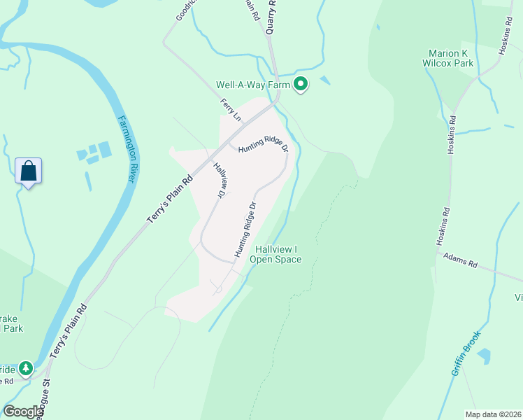 map of restaurants, bars, coffee shops, grocery stores, and more near 22 Hunting Ridge Drive in Simsbury