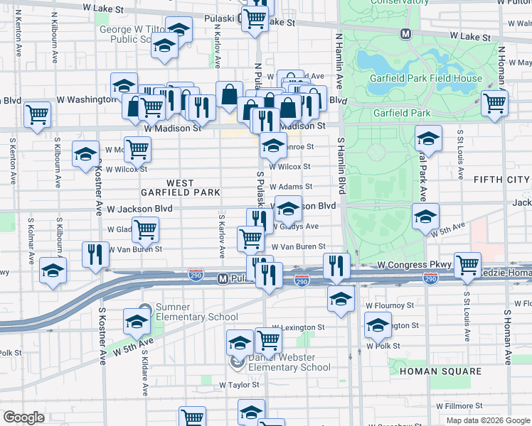 map of restaurants, bars, coffee shops, grocery stores, and more near in Chicago